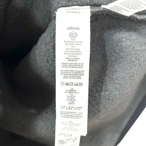 Allbirds men’s Fluff Fleece Pullover L grey black cozy pocket outdoors NWT - Picture 11 of 11